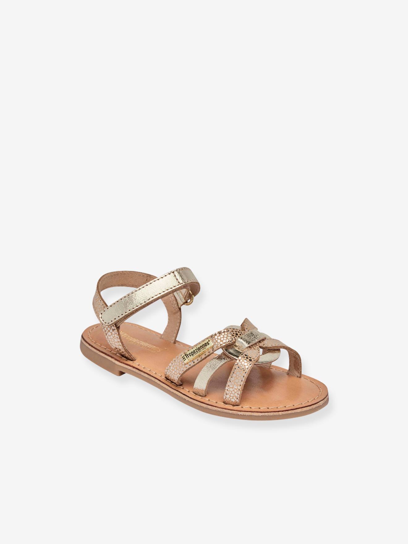 Sandalias de piel infantiles Badalia LES TROPEZIENNES® PAR M. BELARBI beige dorado