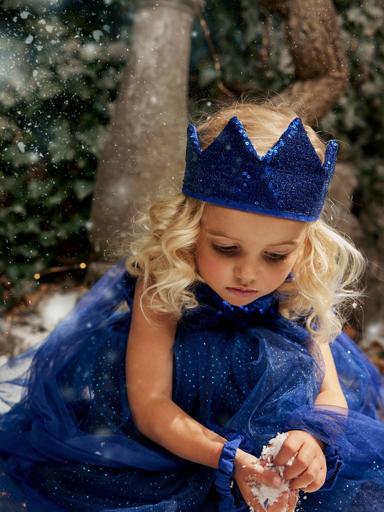 VERTBAUDET Disfraz de princesa con velo y corona azul