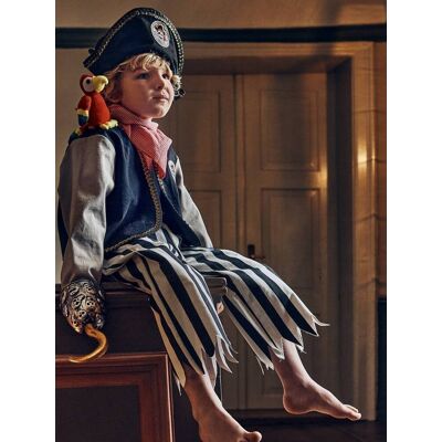 Disfraz de Pirata Negro con loro para niños de 5-7 años Disfraz de Pirata Negro con loro para niños de 5-7 años