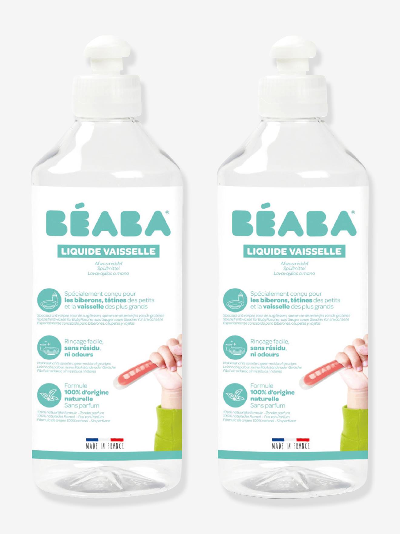 Juego de 2 frascos de líquido lavavajillas (500 ml) BEABA blanco