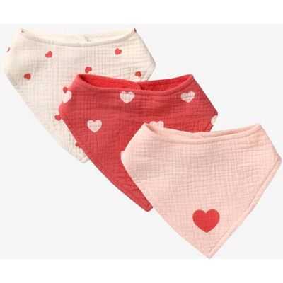 VERTBAUDET 3 baberos bandana de gasa de algodón rosa rosa pálido VERTBAUDET 3 baberos bandana de gasa de algodón rosa rosa pálido