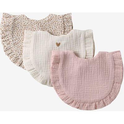 VERTBAUDET Lote de 3 baberos bohemios rosado VERTBAUDET Lote de 3 baberos bohemios rosado