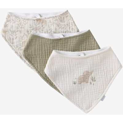 VERTBAUDET 3 baberos bandana de gasa de algodón lote beige VERTBAUDET 3 baberos bandana de gasa de algodón lote beige