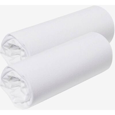 VERTBAUDET Pack de 2 sábanas bajeras de punto elástico para cuna blanco claro liso VERTBAUDET Pack de 2 sábanas bajeras de punto elástico para cuna blanco claro liso