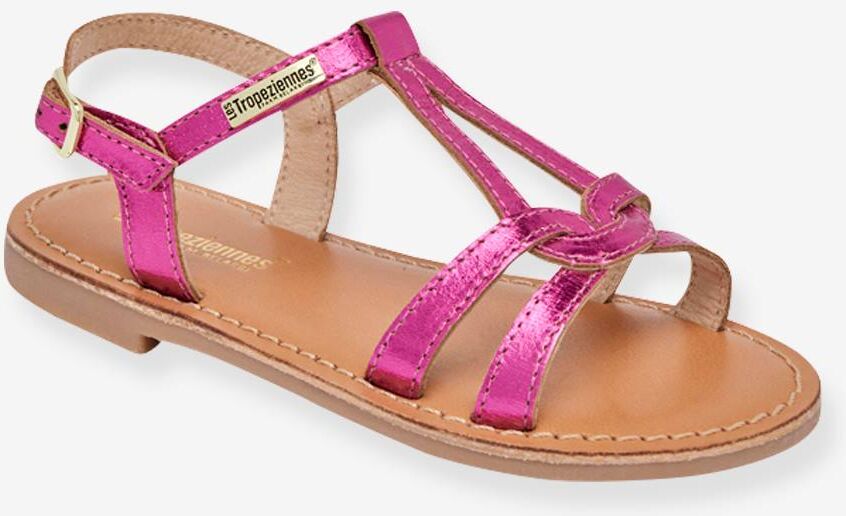 Sandalias de piel infantiles Backle LES TROPEZIENNES® PAR M. BELARBI fucsia