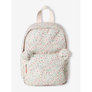 VERTBAUDET Mochila para preescolar con flores y divertidas orejas de osito para niña crudo