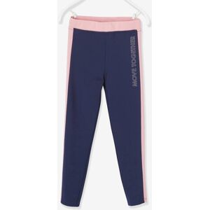 VERTBAUDET Leggings deportivos con bandas laterales, para niña azul oscuro liso