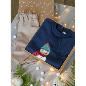 VERTBAUDET Conjunto navideño para bebé: estuche con sudadera y pantalón azul marino