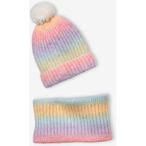 VERTBAUDET Conjunto de gorro y snood arcoíris, para niña