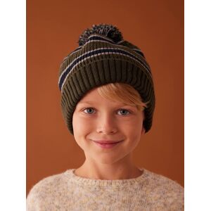 VERTBAUDET Conjunto gorro + snood + guantes o manoplas de punto perlé de canalé para niño caqui