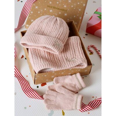 VERTBAUDET Set de Navidad gorro + braga de cuello + manoplas/guantes para niña rosa maquillaje VERTBAUDET Set de Navidad gorro + braga de cuello + manoplas/guantes para niña rosa maquillaje