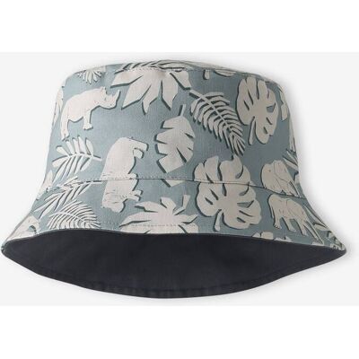VERTBAUDET Sombrero tipo pescador de algodón reversible con estampados para niño azul grisáceo VERTBAUDET Sombrero tipo pescador de algodón reversible con estampados para niño azul grisáceo