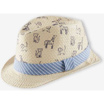 VERTBAUDET Sombrero borsalino estilo paja para niño Oeko Tex® beige claro estampado VERTBAUDET Sombrero borsalino estilo paja para niño Oeko Tex® beige claro estampado