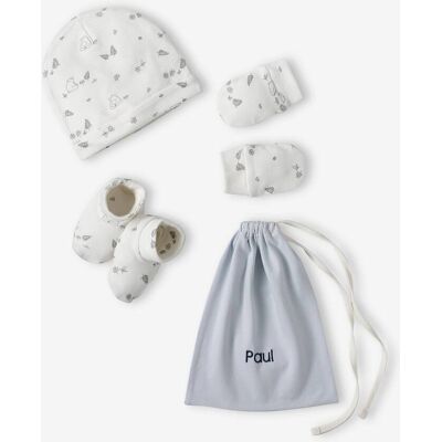 VERTBAUDET Conjunto para recién nacido osito gorro + manoplas + patucos + bolsita personalizable azul pálido VERTBAUDET Conjunto para recién nacido osito gorro + manoplas + patucos + bolsita personalizable azul pálido