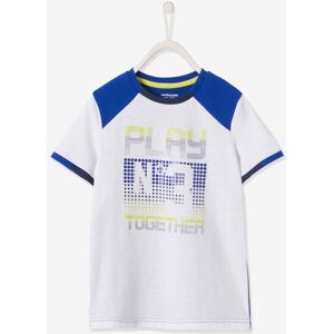 VERTBAUDET Camiseta deportiva bicolor de tejido técnico y detalles de efecto pixelado, para niño blanco claro liso con motivos