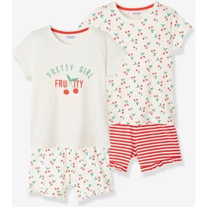 VERTBAUDET Pack de 2 pijamas con shorts Cereza blanco claro bicolor/multicolo