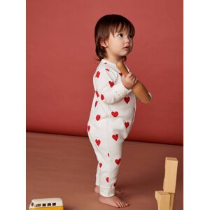 Pelele Corazones de algodón orgánico para bebé PETIT BATEAU blanco claro estampado