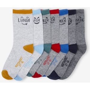 VERTBAUDET Pack de 7 pares de calcetines medianos «Fun» para toda la semana gris jaspeado