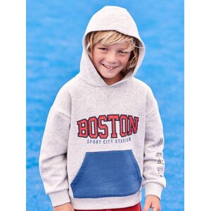 VERTBAUDET Sudadera deportiva con capucha y motivo del equipo de Boston para niño gris jaspeado