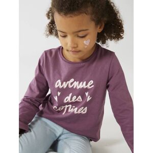 VERTBAUDET Camiseta con mensaje, para niña violeta