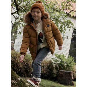 VERTBAUDET Chaqueta acolchada con forro polar y guantes o manoplas, para niño marron medio liso con motivos