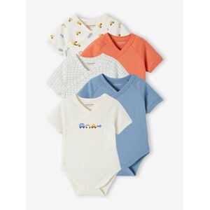 VERTBAUDET Pack de 5 bodies de algodón orgánico «coches» para bebé especial para nacimiento azul claro
