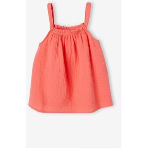 VERTBAUDET Blusa de tirantes de gasa de algodón, para niña coral fluorescente