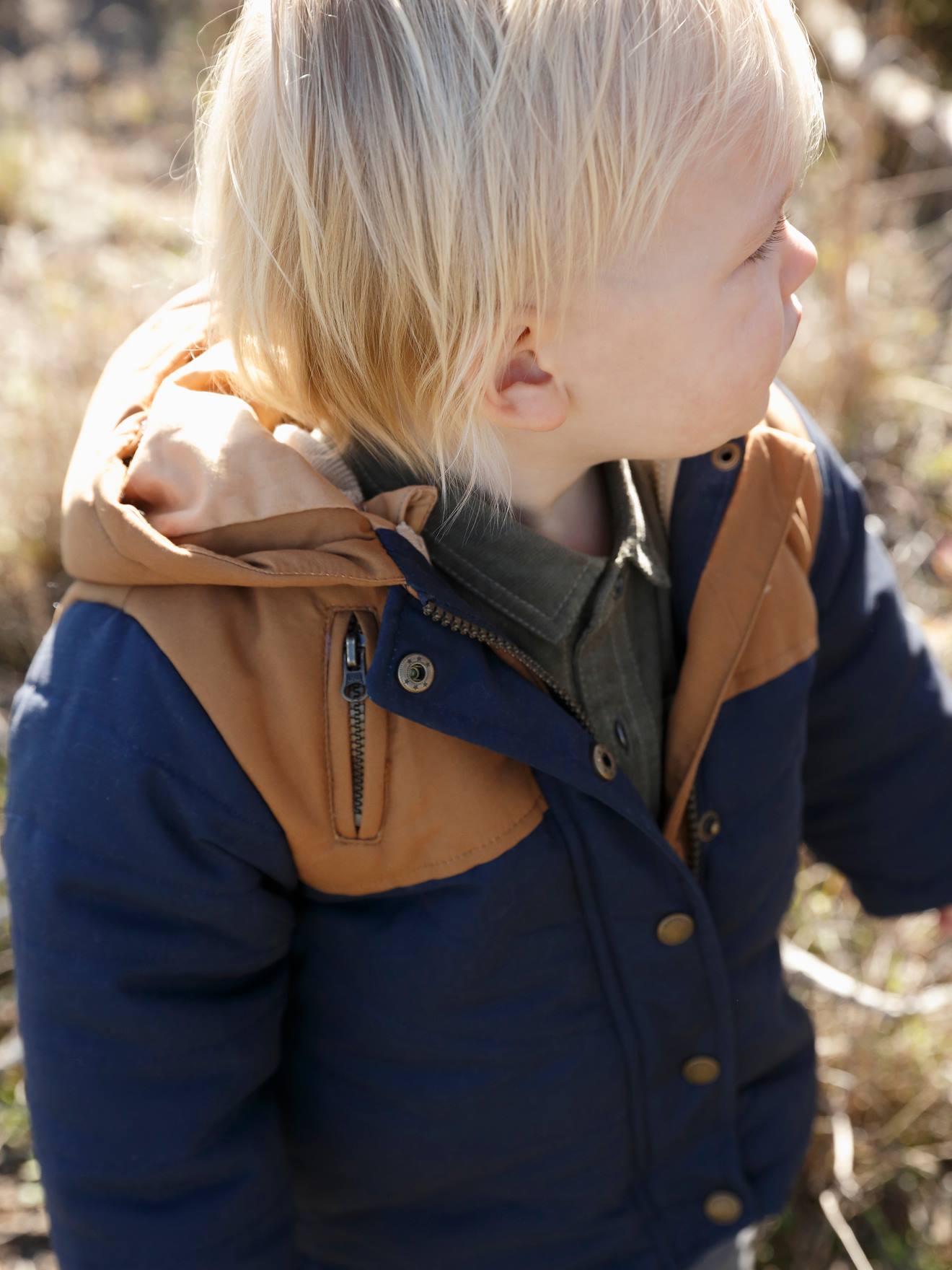 VERTBAUDET Parka 3 en 1 para bebé niño con chaqueta de punto desmontable azul oscuro liso