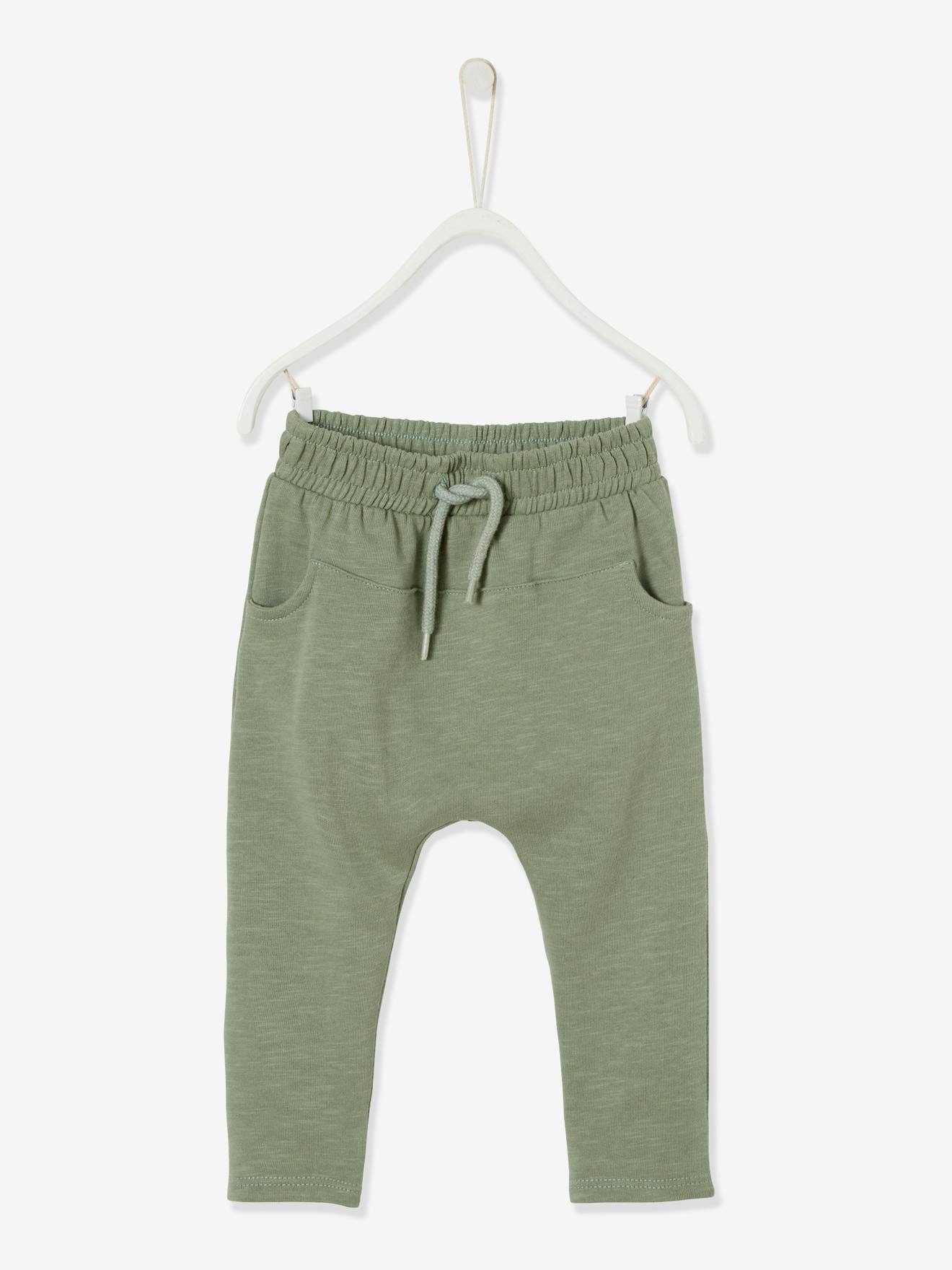 VERTBAUDET Pantalón de felpa para bebé niño verde medio liso