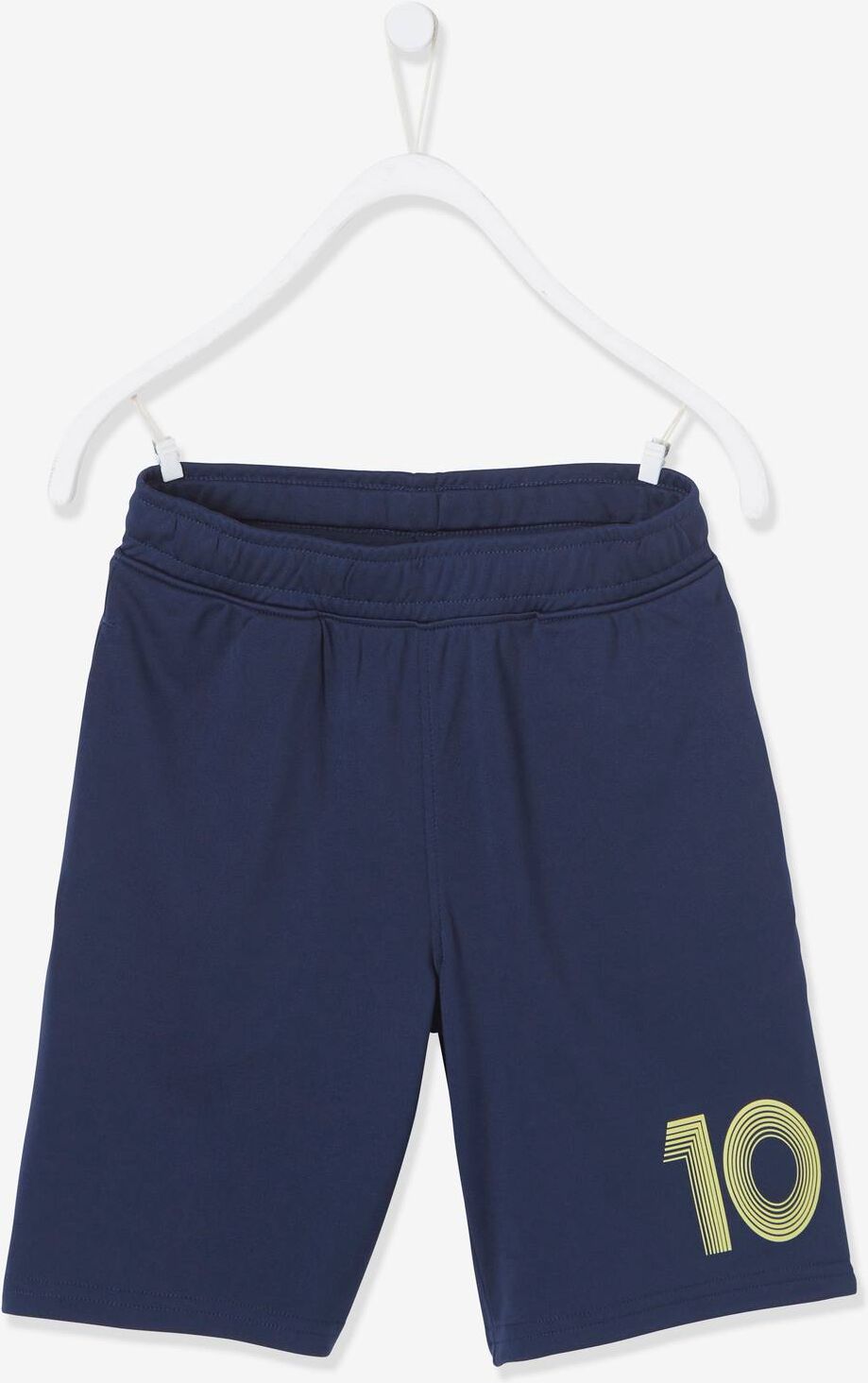 VERTBAUDET Short deportivo Numero 10 de tejido técnico azul medio liso con motivos