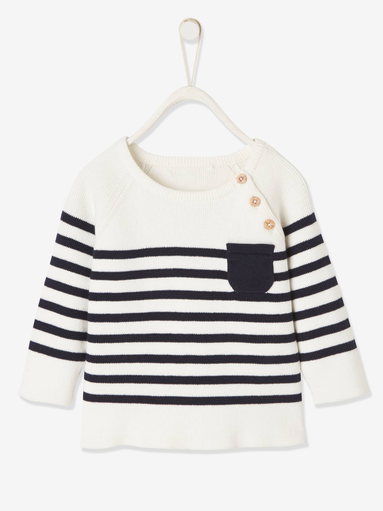 VERTBAUDET Jersey estilo marinero para bebé blanco claro a rayas