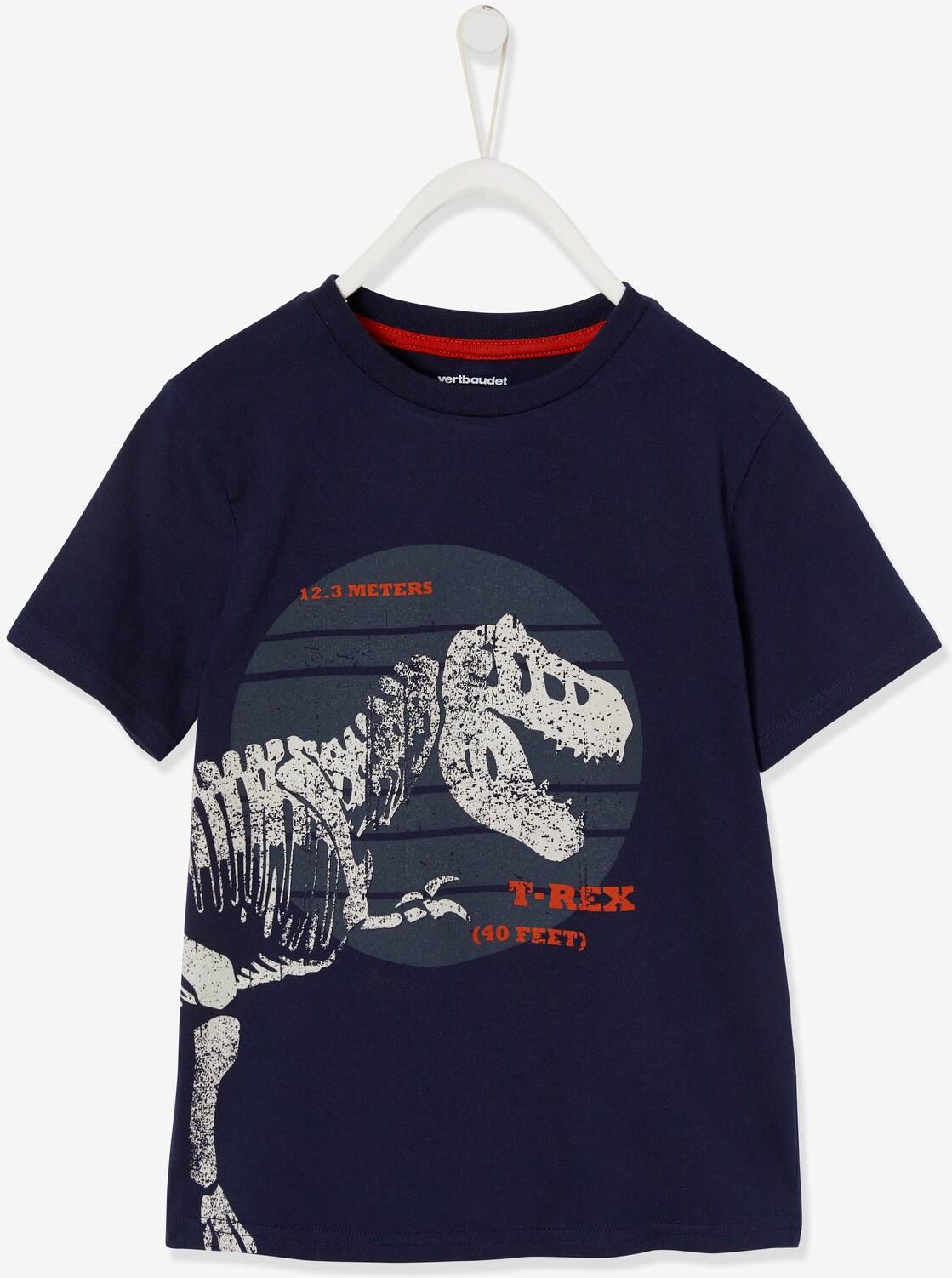 VERTBAUDET Camiseta con dinosaurio gigante, para niño azul fuerte liso con motivos