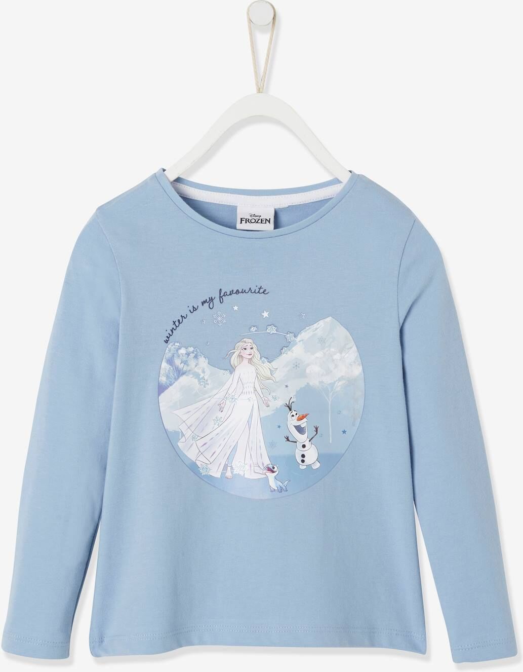 Camiseta de manga larga Disney® Frozen azul medio liso con motivos