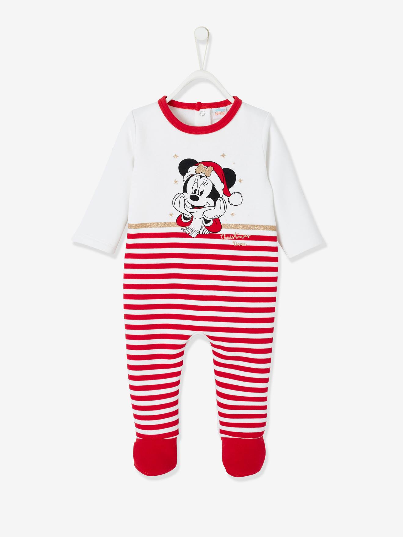 Pijama Navidad Disney® Minnie, para bebé niña blanco claro liso con motivos