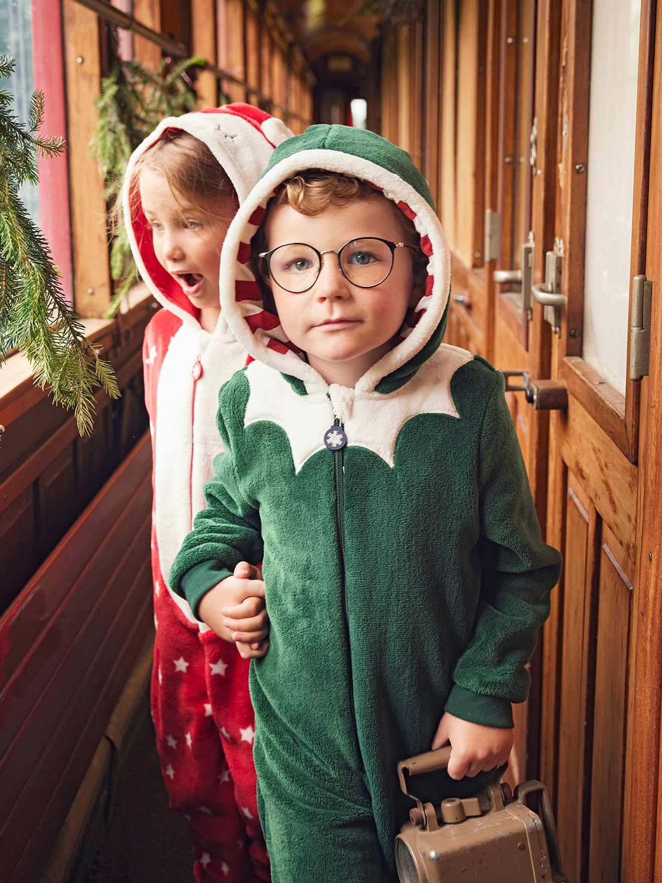 VERTBAUDET Mono sobrepijama Duende niño verde medio liso con motivos