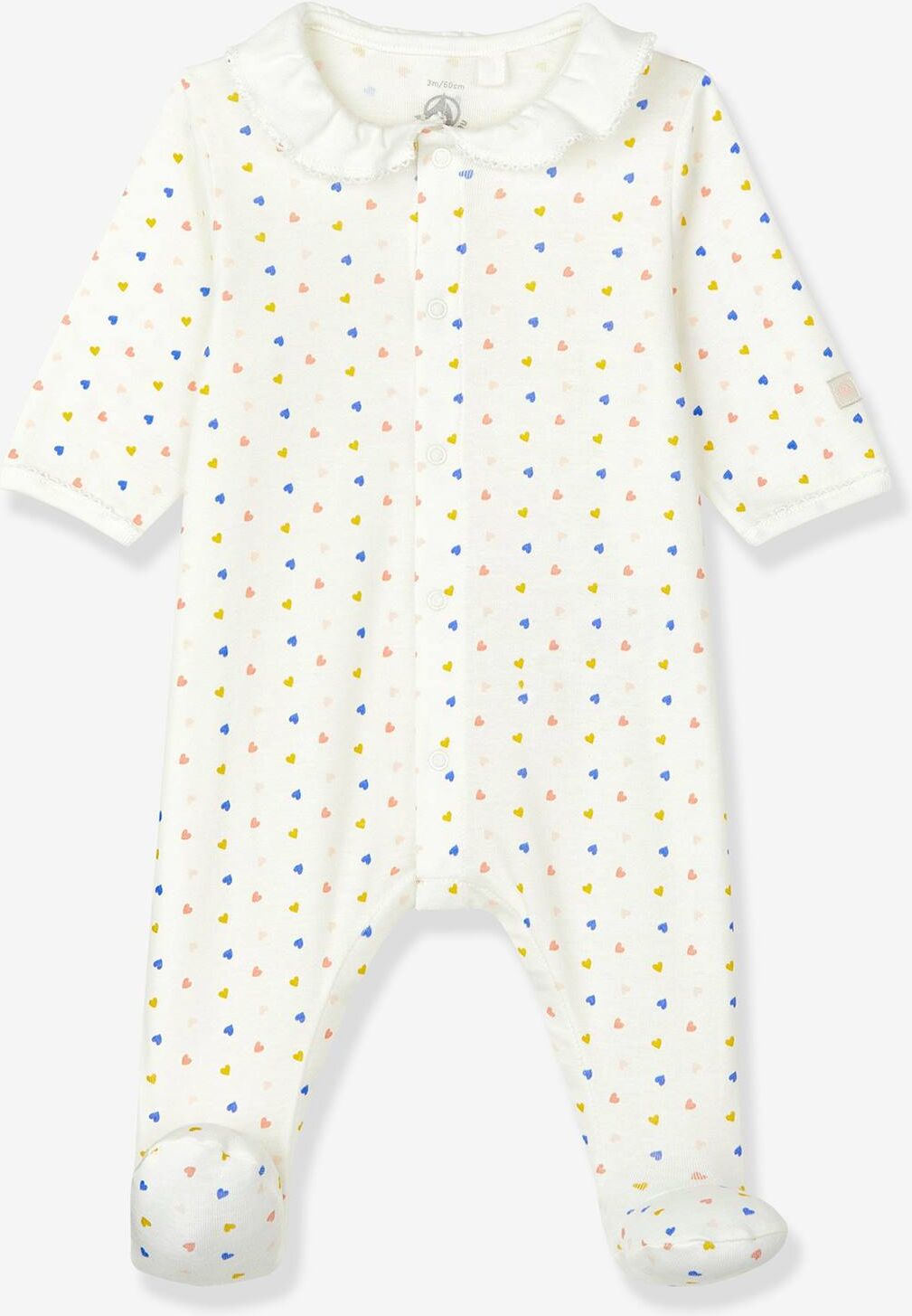 Pelele de algodón orgánico para bebé PETIT BATEAU blanco claro estampado