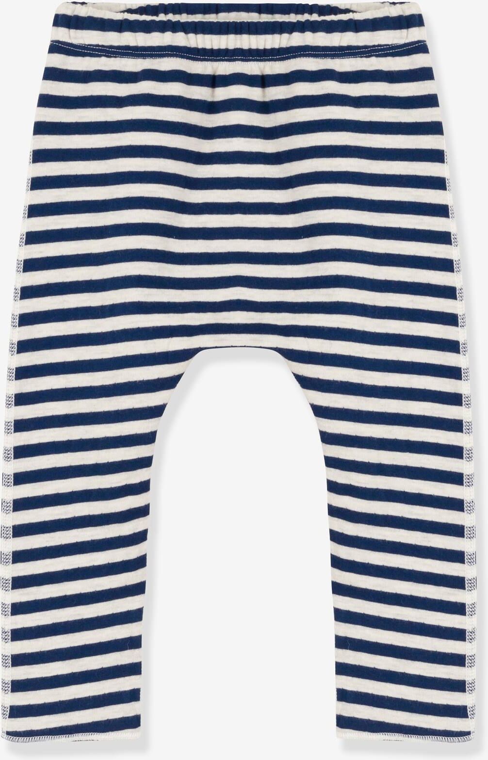 Pantalón a rayas de tejido túbico para bebé - PETIT BATEAU azul