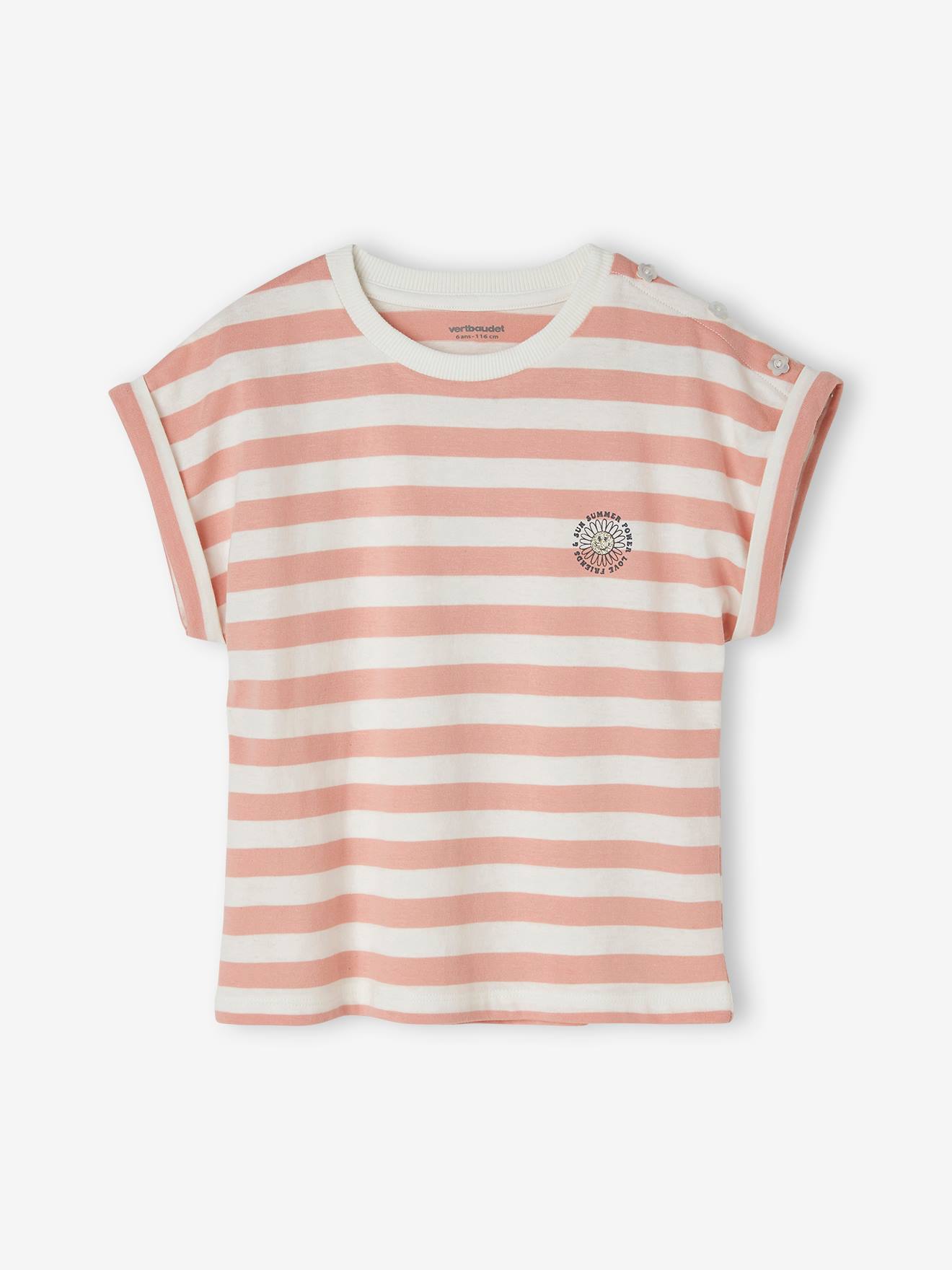 VERTBAUDET Camiseta personalizable, a rayas para niña rayas rosa