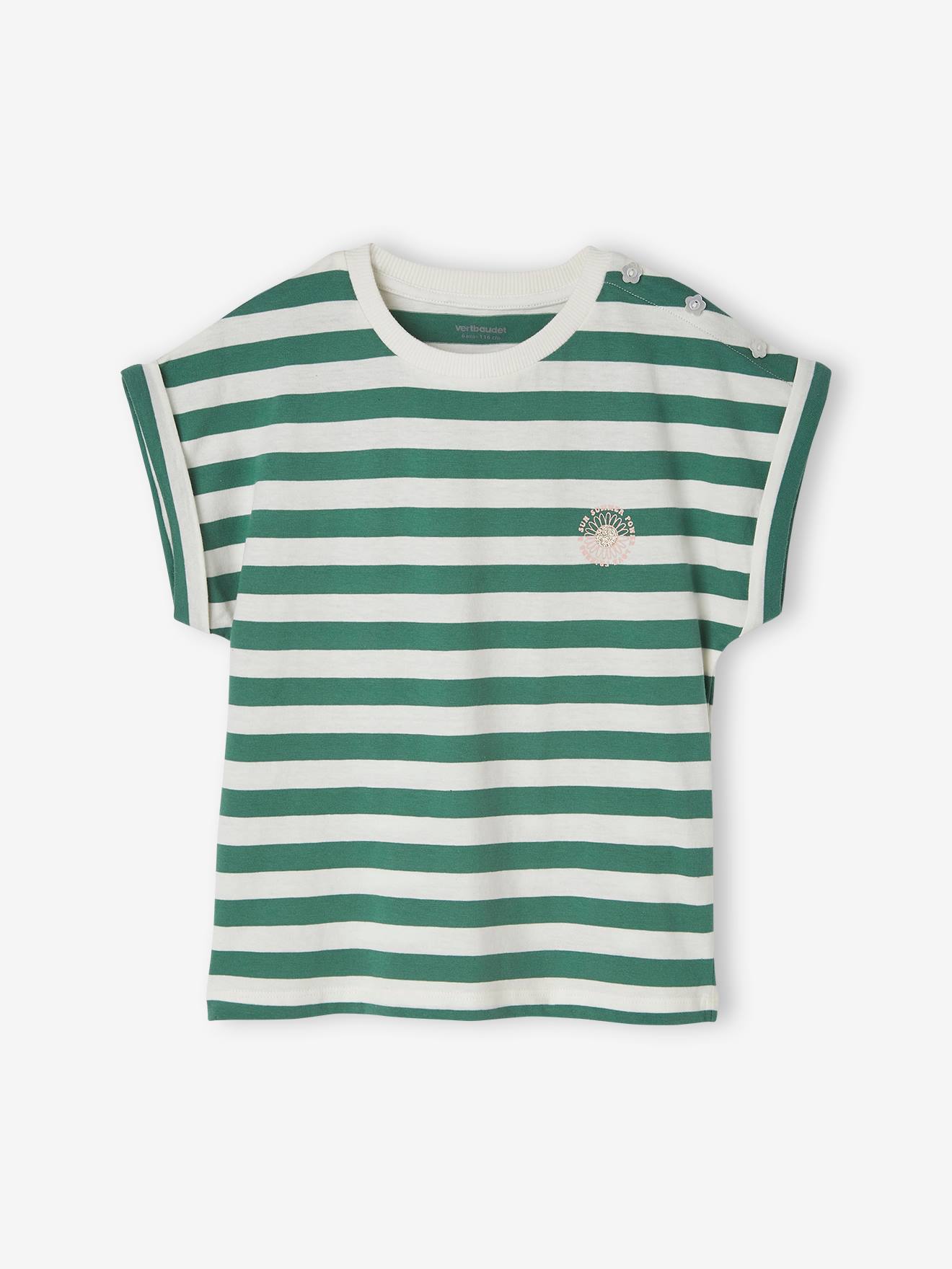 VERTBAUDET Camiseta personalizable, a rayas para niña rayas verde