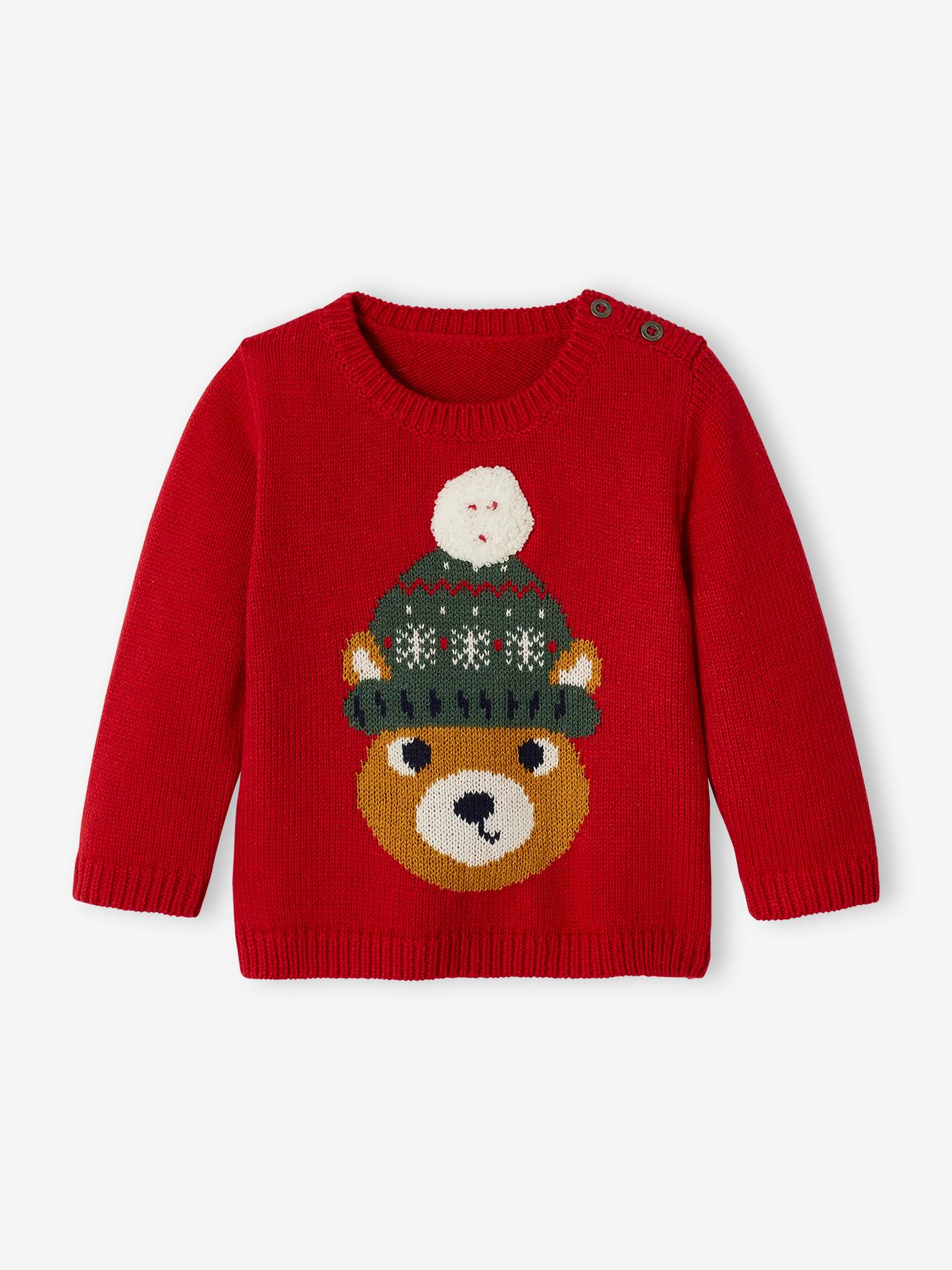 VERTBAUDET Jersey de Navidad con motivo oso, para bebé rojo