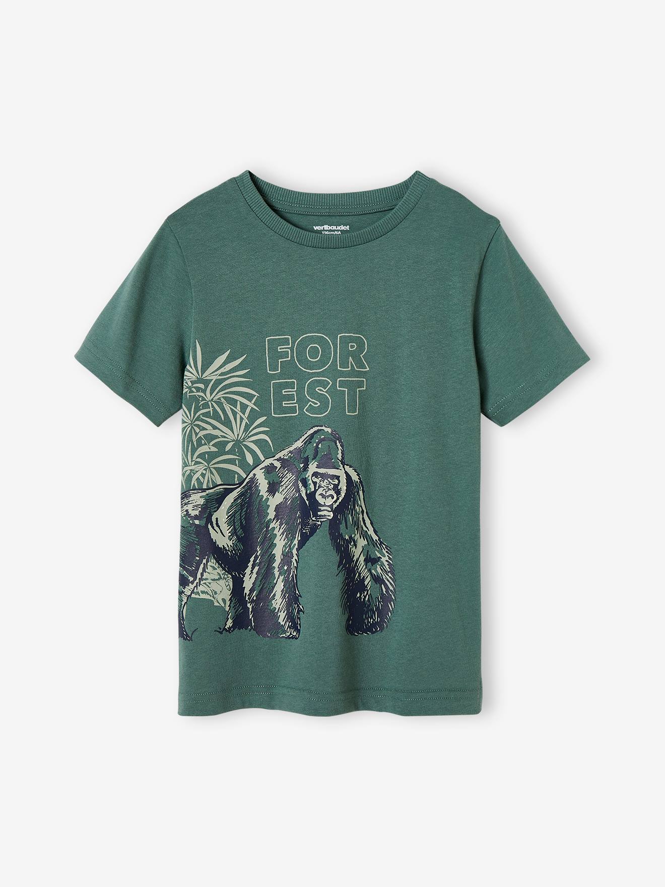 VERTBAUDET Camiseta animal de algodón orgánico para niño verde sauce