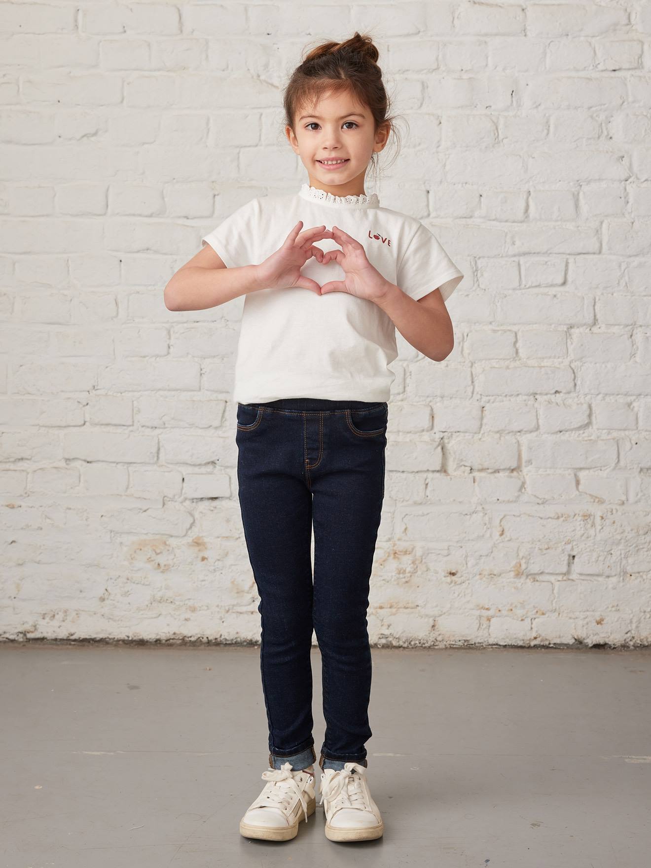 VERTBAUDET Vaqueros treggings básicos para niña stone