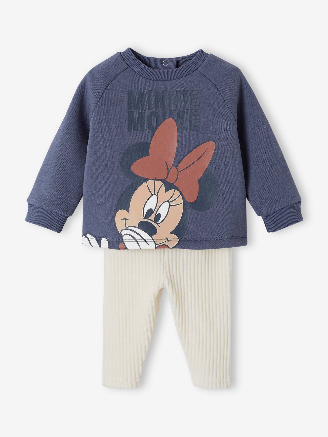 MINNIE Conjunto Disney® para bebé niña: sudadera de felpa + pantalón de pana azul pizarra