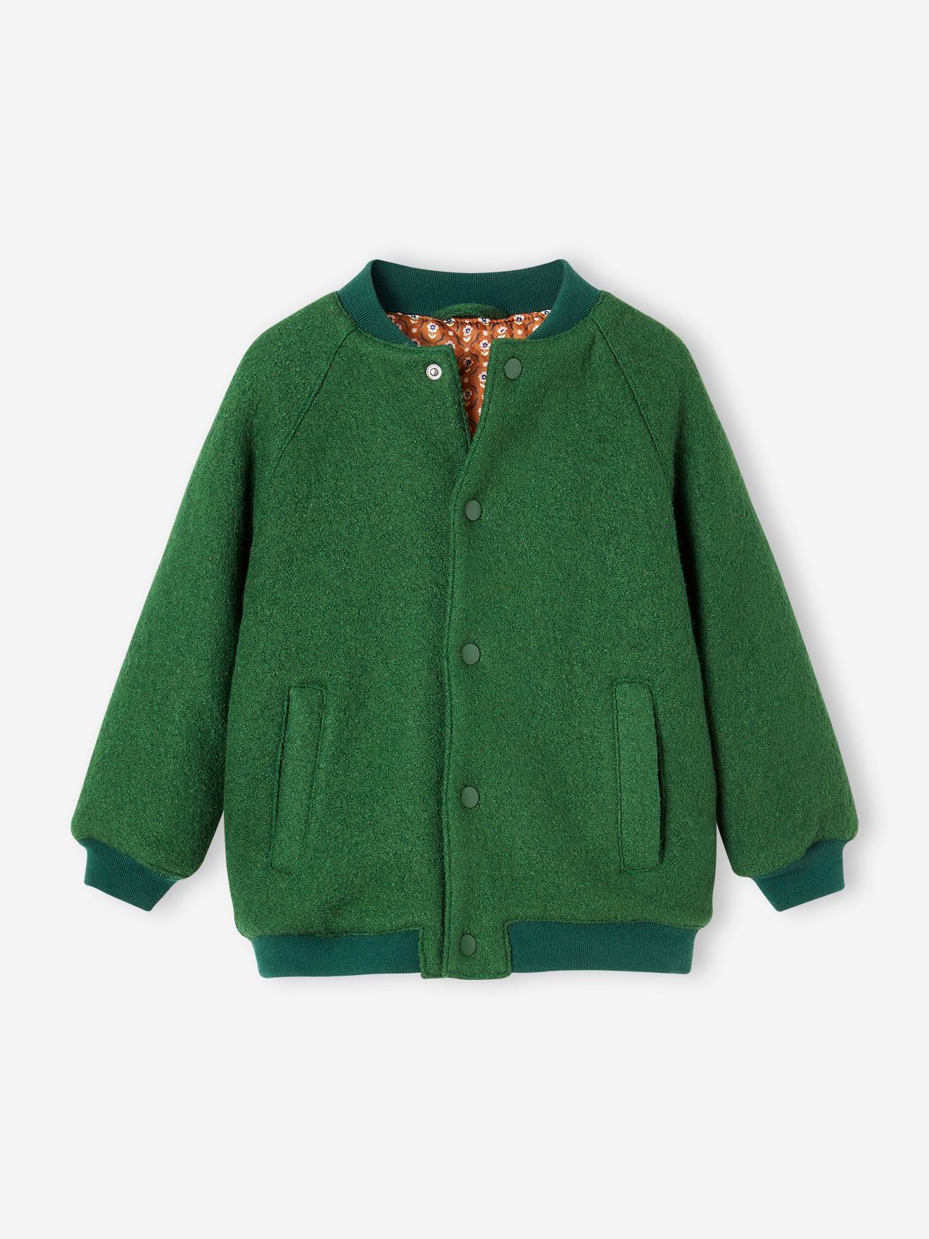 VERTBAUDET Abrigo estilo teddy de lana de rizo para niña verde inglés