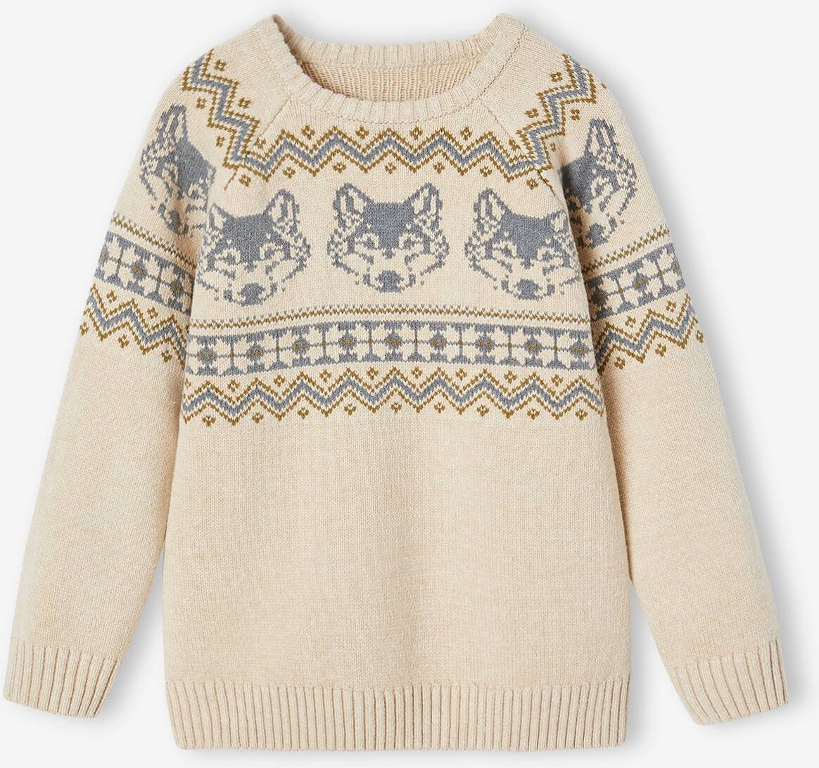 VERTBAUDET Jersey jacquard para niño blanco jaspeado