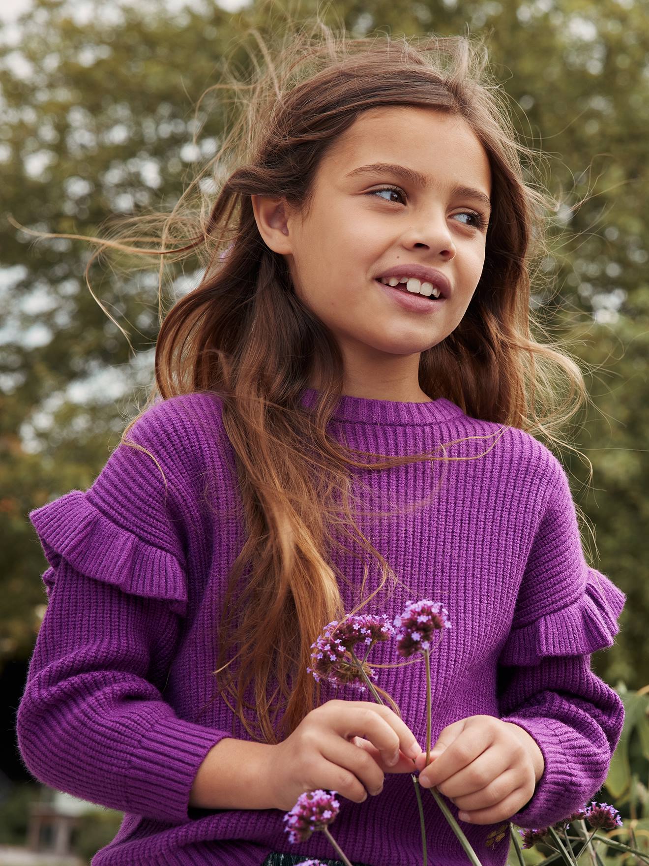 VERTBAUDET Jersey con mangas con volantes para niña violeta