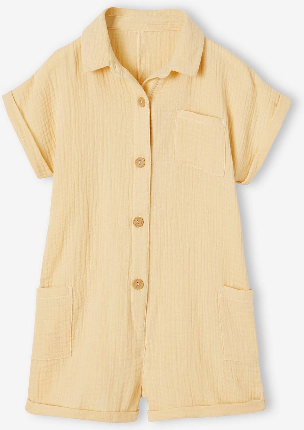 VERTBAUDET Mono short de gasa de algodón para niña amarillo pastel