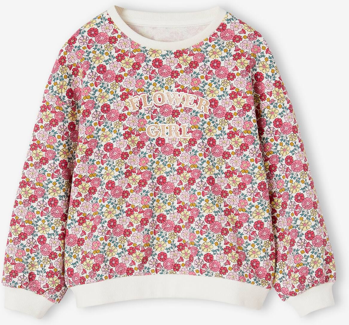 VERTBAUDET Sudadera con motivos de flores para niña rosa