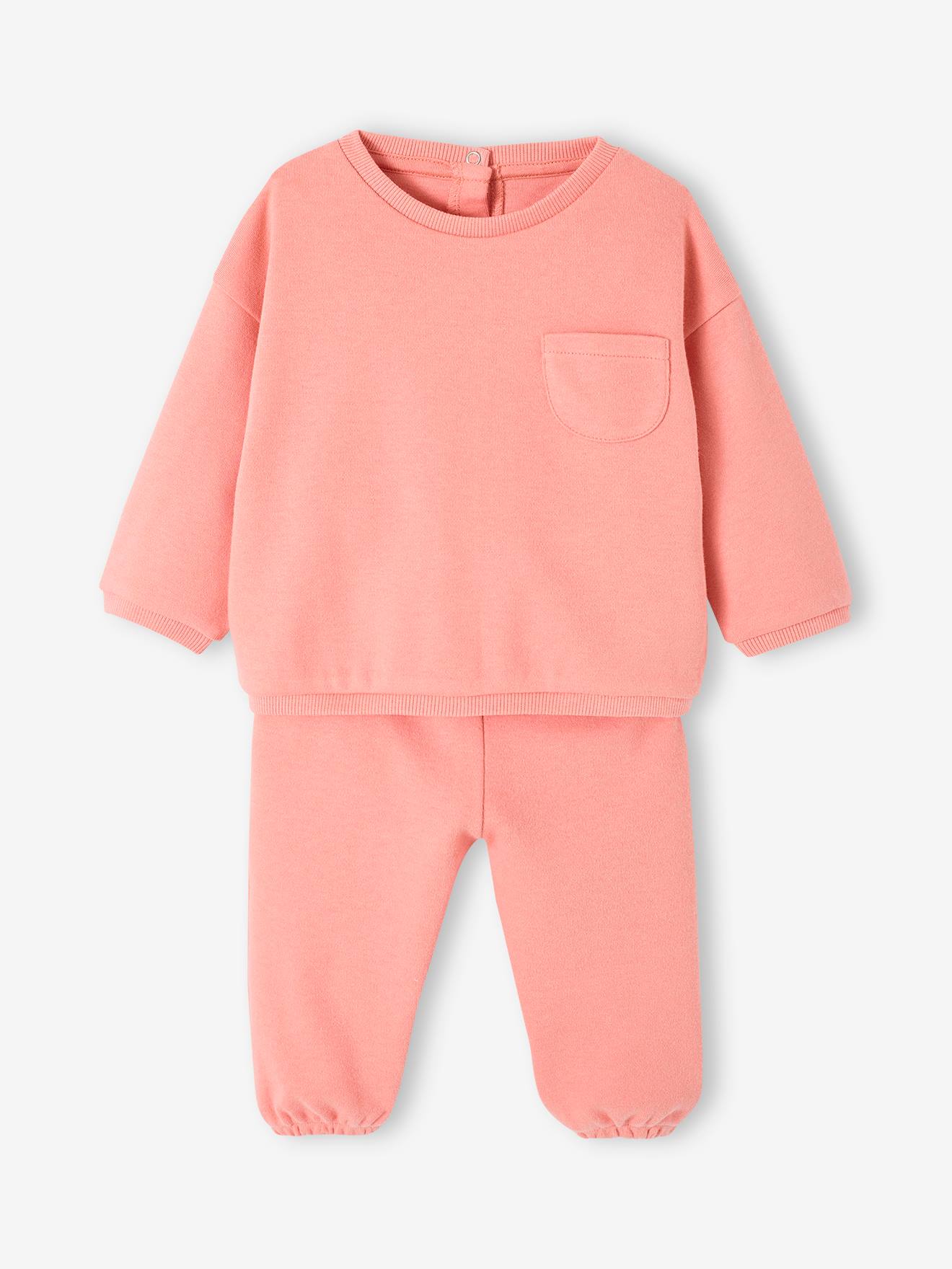 VERTBAUDET Conjunto de felpa para bebé: sudadera y pantalón árabe rosado