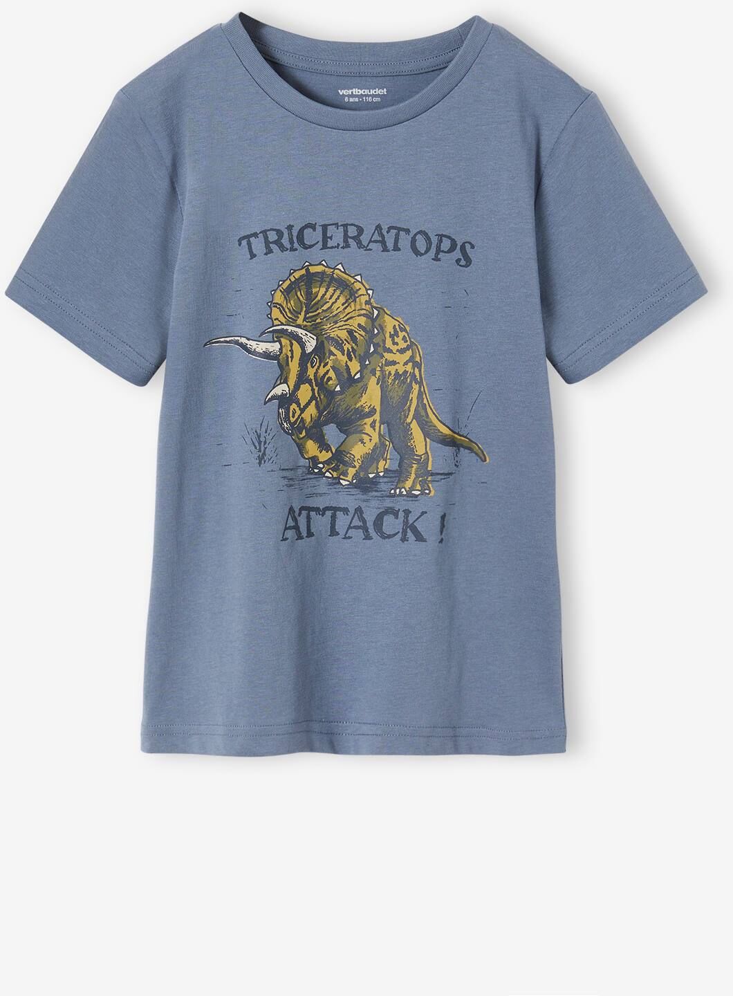 VERTBAUDET Camiseta con motivo dinosaurio, para niño azul grisáceo